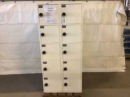 (2x) lockers van 10 kluisjes met cijferslot