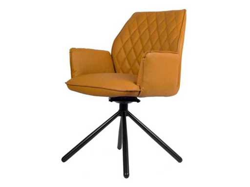 Design dining chair orange PU leather (6x) 