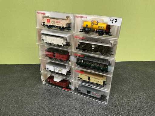 Fleischmann 5354 / 5348 / 5806 / 5365 / 5845 / 5092 / 5765 / 5863 / 5826 / 5358 Wagon miniature (10x)