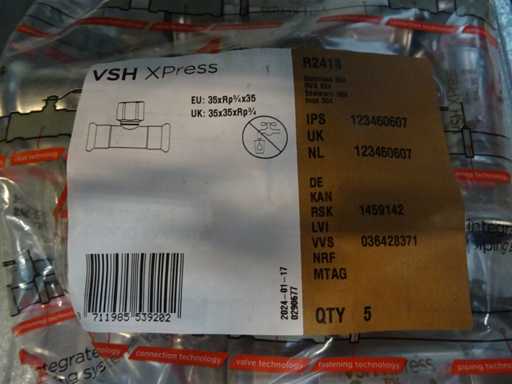 Aalberts - VSH Xpress 35Rp3/4x35 - R2418 - Cuplare T-piece (30x)