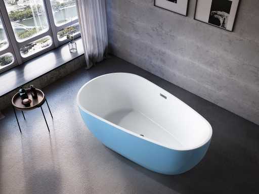 Baignoire îlot en acrylique Mawialux - choix de blanc mat ou blanc brillant