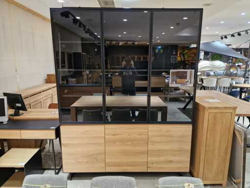 Vitrine en chêne Castle-Line Alexi 180 x 46 x H229cm 6 portes Solide