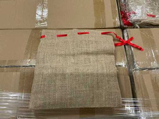 Imprezowa torba juta 25xH28cm z czerwonym sznurkiem 100% jutą (3000x)