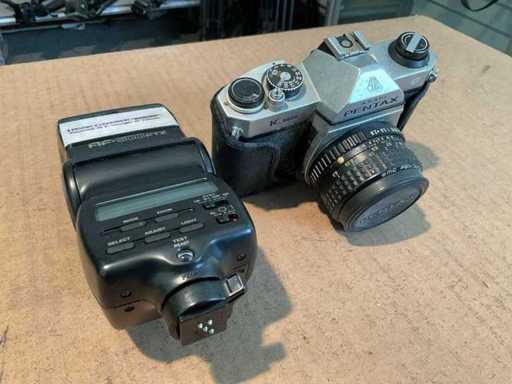 Pentax K 1000 Fotocamera set in tas