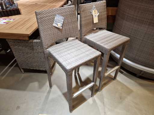 2 x tabouret de salon de luxe Bo 52 x 46 x H106cm Grey Sand Akoya