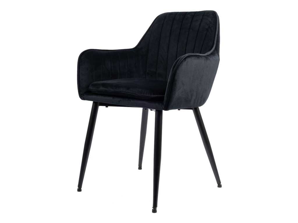 6x Chaise de salle à manger design velours noir