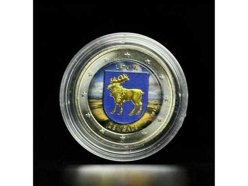2 Euro Herdenkingsmunt Letland 2018 Zemgale Verguld gekleurd | GRATIS VERZENDING DOOR DE HELE EU