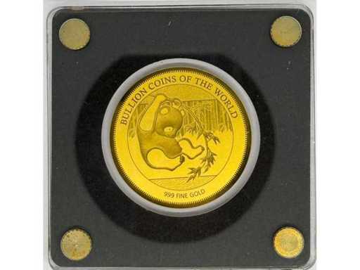 Gold 999 (1/200 oz) – 5000 Francs CFA "Chinese Panda – Bullion Coins of the World" Coin – Republic of Chad – 40 mm