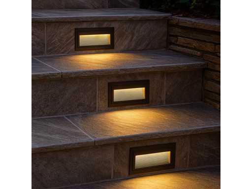 Éclairage d’escalier LED LY05 - 6W - IP65 Étanche - Rectangulaire - Anthracite (x4)