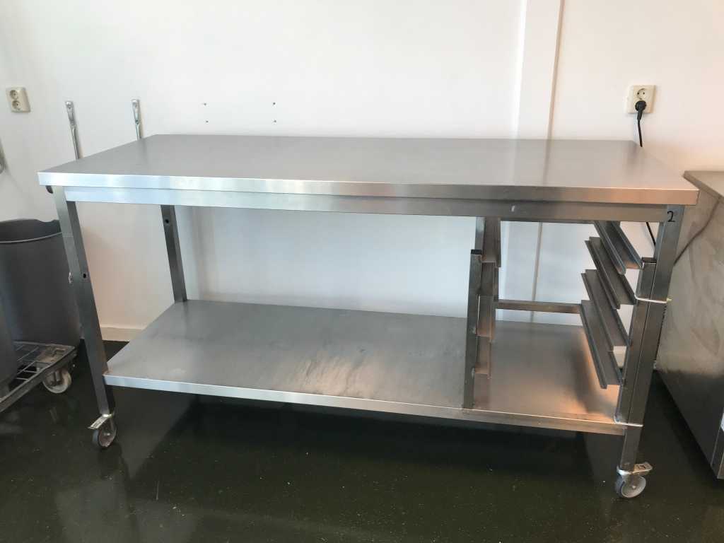 Mobile Stainless Steel Work Table 180cm