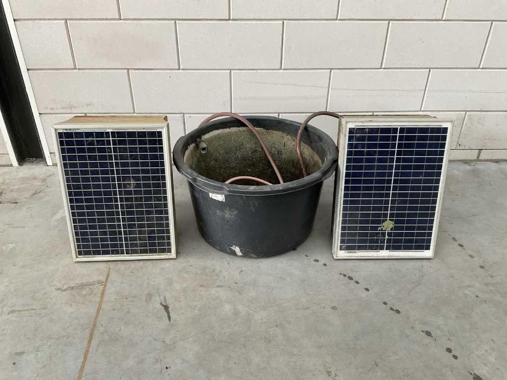 Solar panel watering set