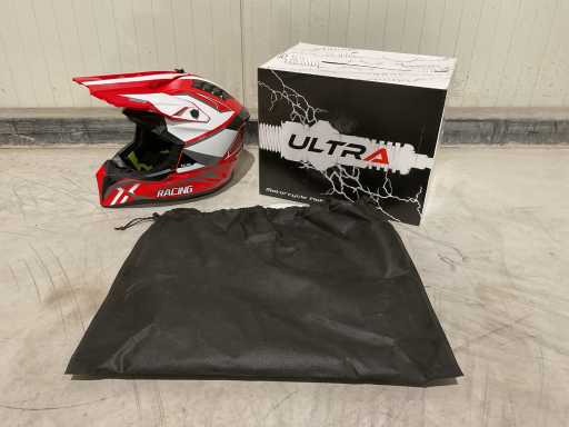Casco da moto da cross Ultra Motocross XS V1 rosso/bianco