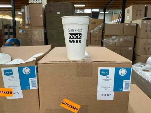 Partij Depa Reusable bekers wit 511ml (1100x)