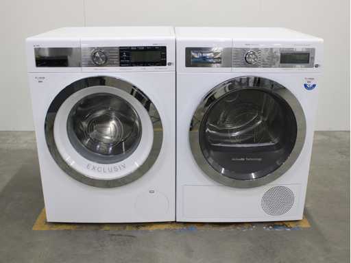 Machine à laver WiFi Bosch HomeProfessional i-Dos EcoSilence Drive & Sèche-linge WiFi Bosch HomeProfessional SelfCleaning Condenser WiFi