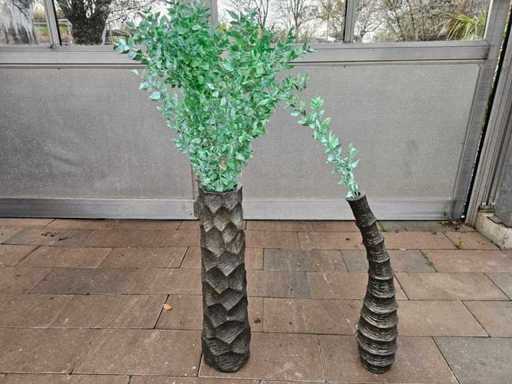 Exclusieve glasvezelvazen in een set van 2 inclusief kunstplanten