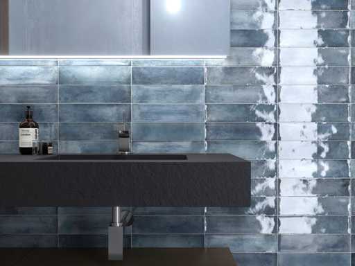 Carrelage mural 48m2 City Blue brillant 7,5x30cm