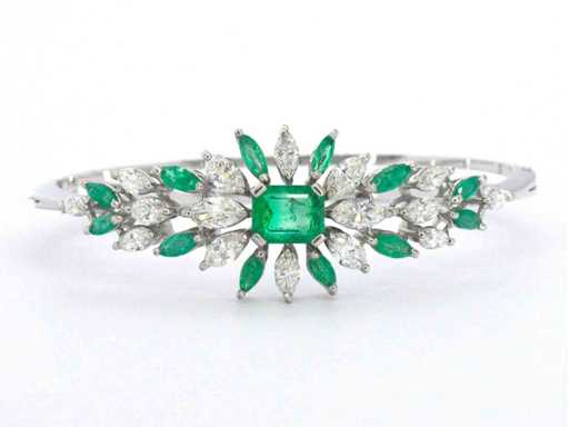 Armband met smaragden en marquise geslepen diamanten hoge kwaliteit