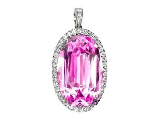 Pendentif de luxe Kunzite rose intense naturel 28,14 carats