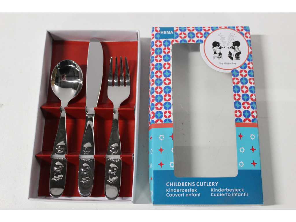 64 Jip and Janneke stainless steel children's cutlery sets (consisting of spoon, fork and knife)