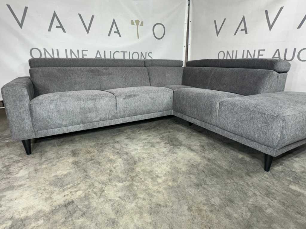 Hjort Knudsen - Corner sofa with open island, anthracite fabric, black wooden legs