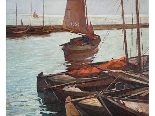 Maurice Sijs - sailing botter - oil on panel