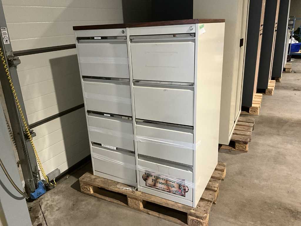 3x Metal chest of drawers + storage cabinet BULO