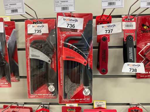 Tengtools Chiave esagonale impostata punto a sfera (4x)