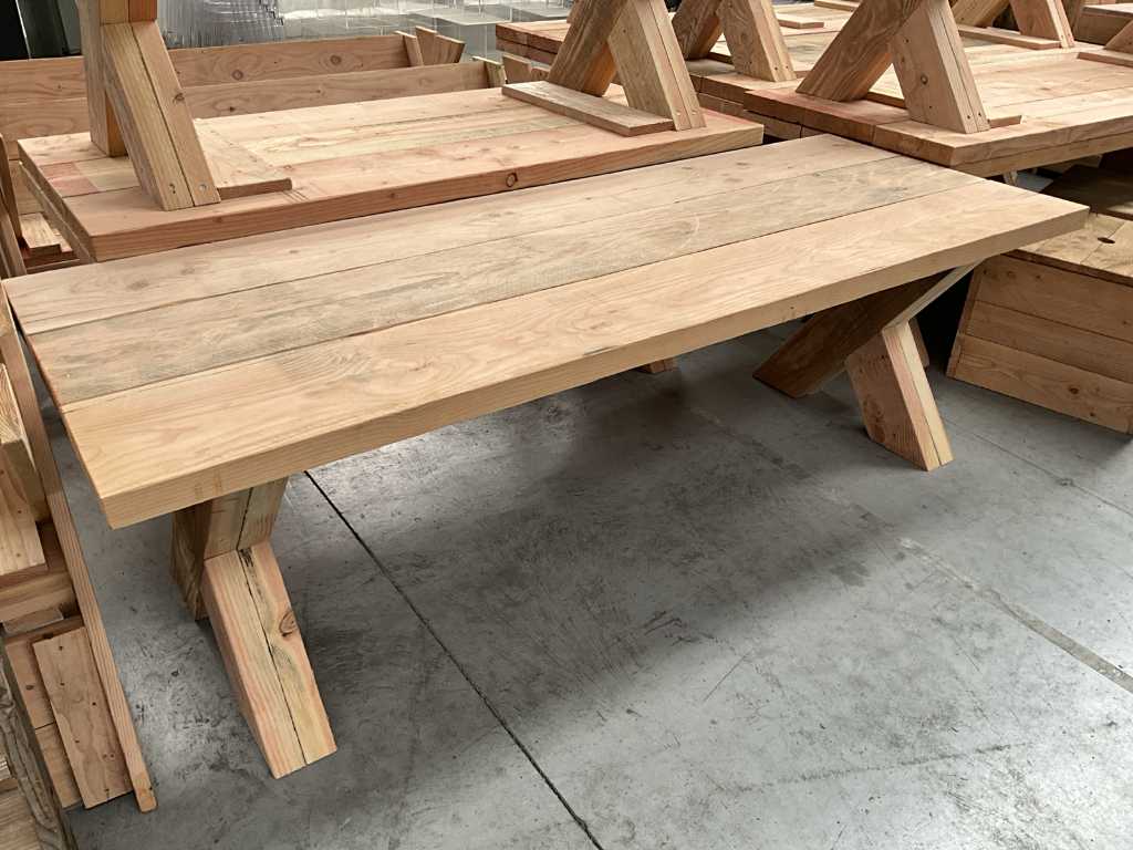 Solid Douglas wood table (X-legs) 90x200