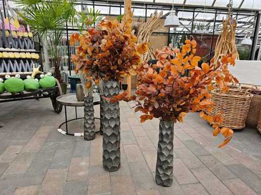 Set exclusiv de 2 vaze de podea din fibră de sticlă, inclusiv flori artificiale