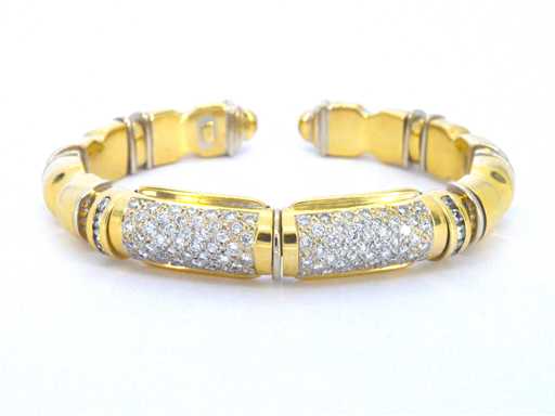 Gouden brede bangle armband hoge kwaliteit diamanten