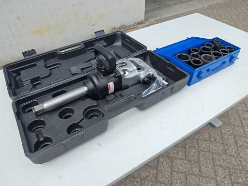 DW - 2025 - 2600Nm - Pneumatische slagmoersleutel met 12 dlg doppenset 1"