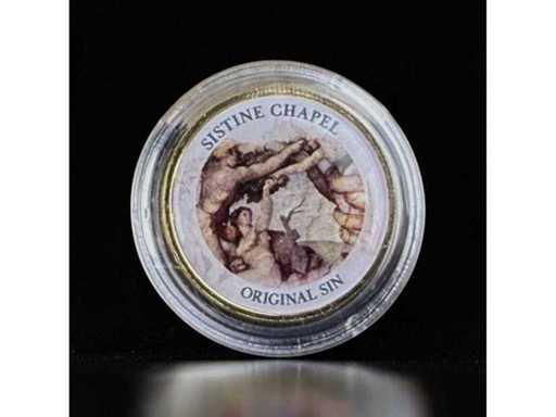 2 Euro Gedenkmünze Original Sin Sixtinische Kapelle 24 Karat Gold Farbauflage Zertifikat Auflage 5000 Gratis EU-Versand