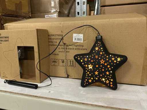Lumière étoile LED de Noël pour fête Ø18cm noir avec étoiles et minuterie (18x)