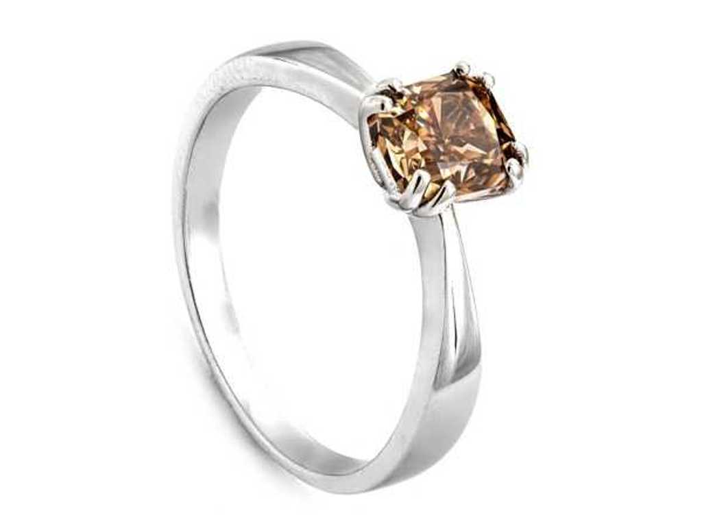Luxury Ring Natural Diamand Fancy Intense Orangy Brown 1.01 carat