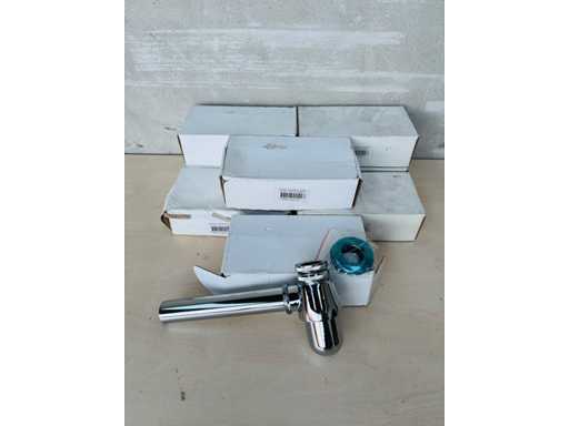 (X8) - Verchroomde messing wasbakval met wandstopcontact 