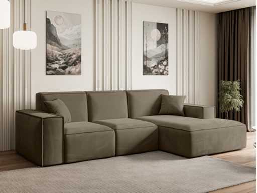 Right Corner Sofa - Brown Veours