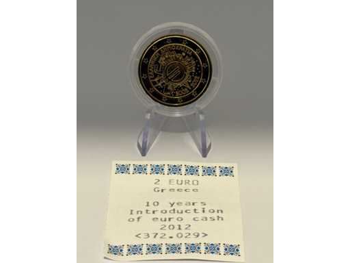 Moneta commemorativa di 2 euro placcata oro Austria 2012 10 anni euro