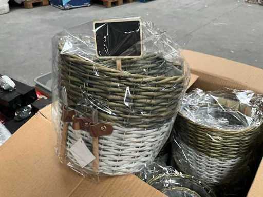 BOTANG Set of braided wicker (woven) baskets/pots (8x)