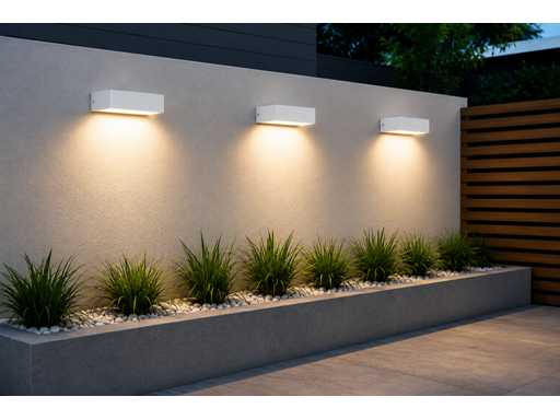 6 x LED Buiten Wandlamp – 9W – 4200K Neutraal Wit - Wit – IP65 – ANDIZ