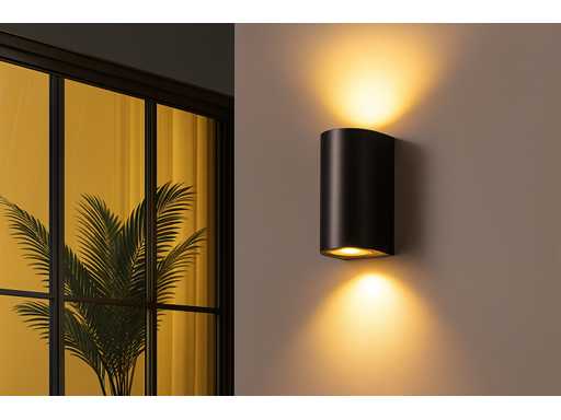 GU10 Dual Flow Buiten Wandlamp – IP65 Waterdicht – Zwart (x10)