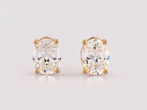 14 KT geelgouden oorbel met 4,07 cts laboratoriumgekweekte diamant