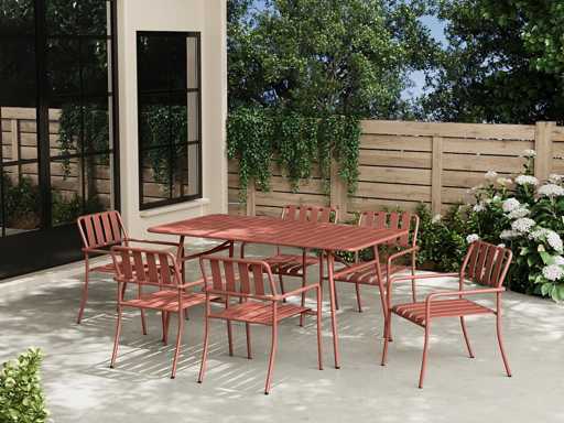 (x6) Stapelbare metalen tuinfauteuil - Terracotta
