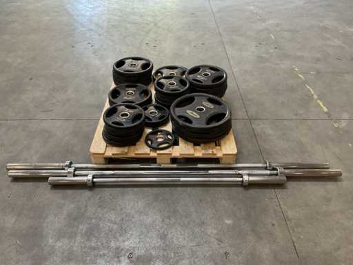 Lifemaxx Batch of weight plates and bars