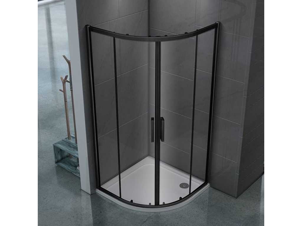 Cabine de douche - 90x90 - Quart de rond - Noir mat - Porte coulissante - Entrée d’angle - Cabine de douche