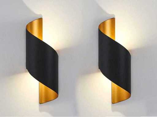 8 x feux muraux Swirl IP54 doré noir