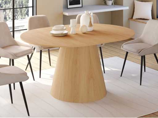 Uitschuifbare ronde eettafel Elvis-hout Ø110-150cm