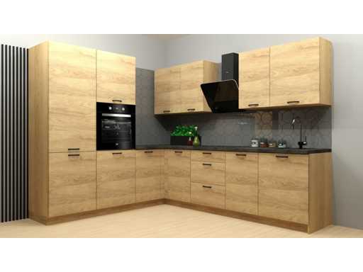 Complete hoekkeuken Hamper 230x275 cm eik hickory in bouwpakket