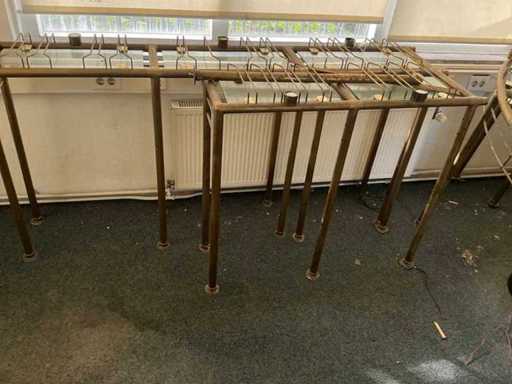 U Shaped Brass Beverage Rack with Glass Holders