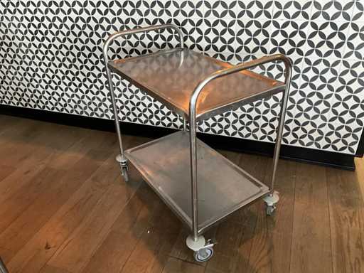 Hendi - Chariot de service en acier inoxydable (2x)