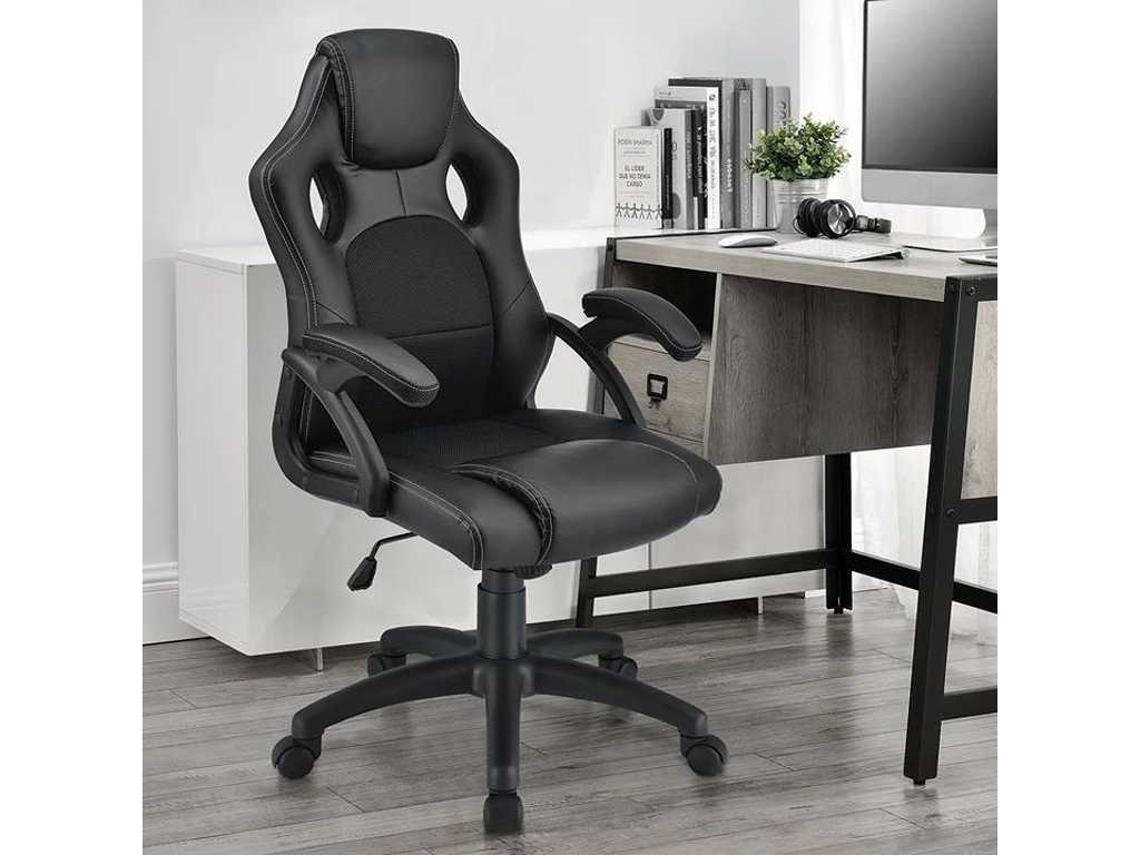 Upholstered office chair with adjustable backrest